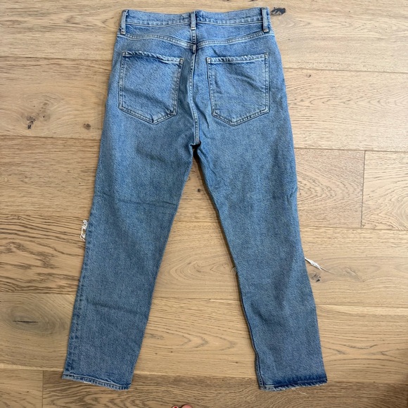 Agolde Riley High Rise Straight Crop Distressed Jeans - Picture 10 of 13